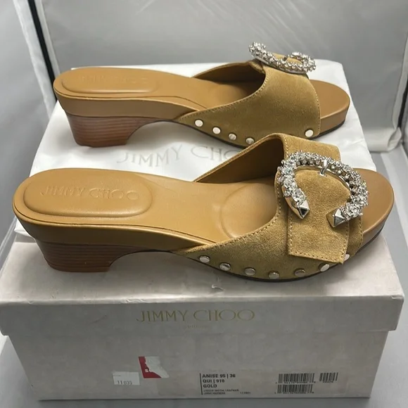 Brand new never worn Jimmy Choo ANISE 95 Gold Liquid Metal Sandal QUI/010 Size36